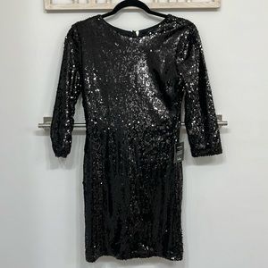NWT Lulus Sequined Black Bodycon Mini Dress. Size Medium